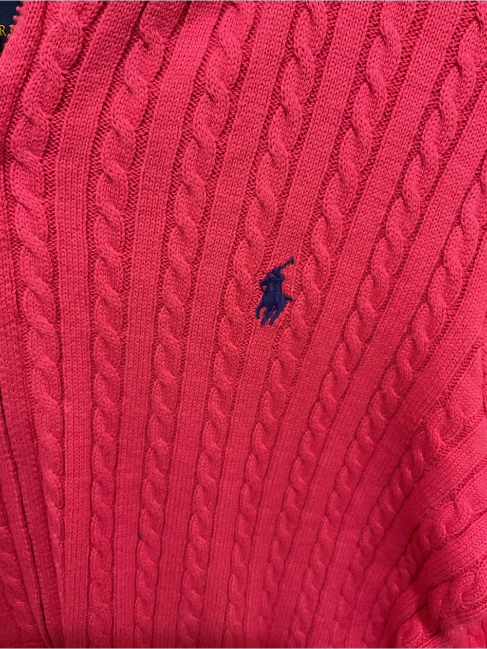 Polo by Ralph Lauren Girls Hot Pink Cable-Knit Zip Sweater - Picture 3 of 8